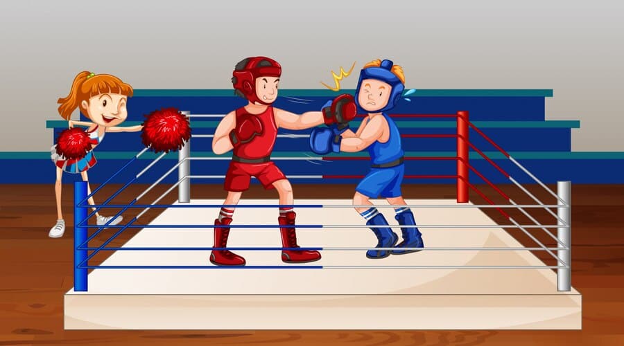 Illustration of Athletes Boxing in the Ring