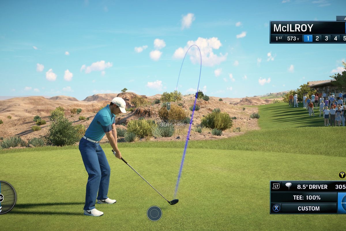 game character playing golf